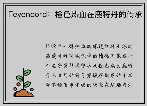 Feyenoord：橙色热血在鹿特丹的传承